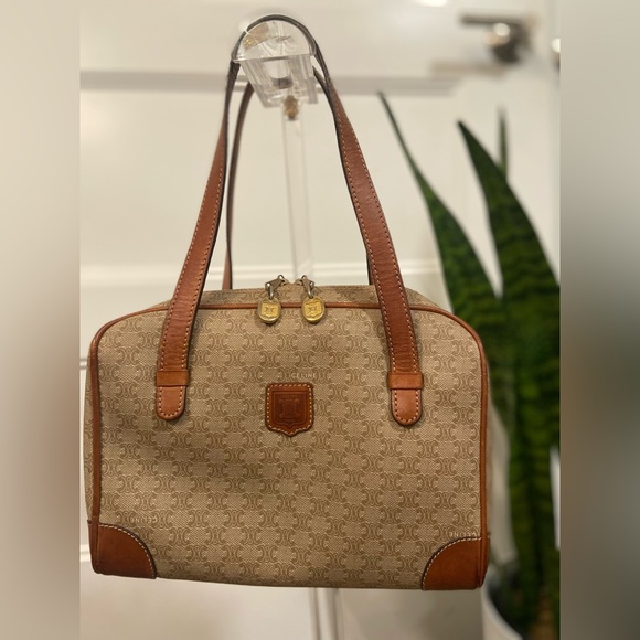 Celine Handbags - CELINE Rare Vintage Beige Macadam Mini Tote